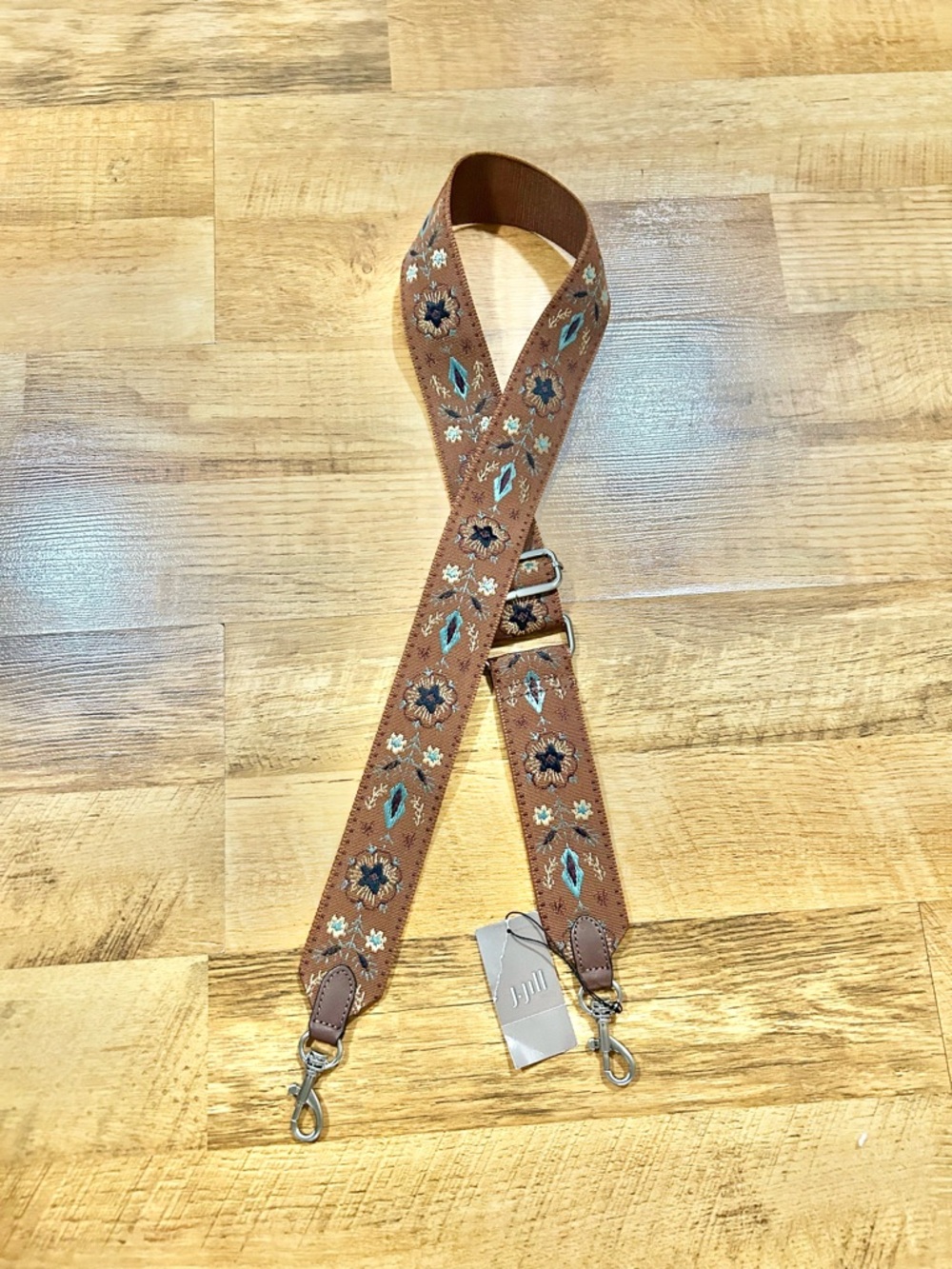 J.Jill Adjustable Brown Embroidered Strap with Turquoise Accents